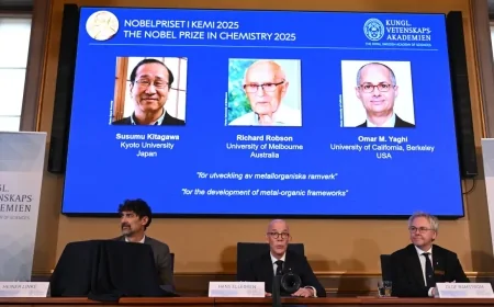 Trio revoluciona armazenamento de gases e conquista o Nobel de Química 2025